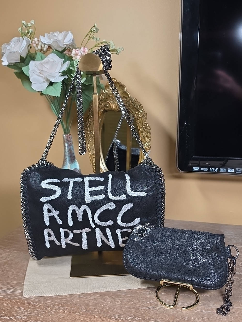 Stella McCartney Falabella Graffiti Logo Fold-Over w/ Matching Pouch SET! - Picture 9 of 16